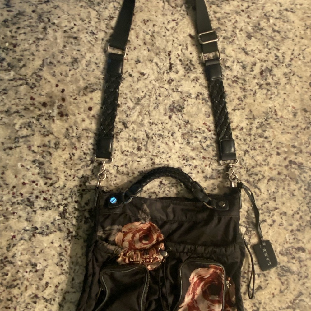 (Sold) LAMB Gwen Stefani Adjustable Crossbody Shoulder Bag Tote Black Floral
